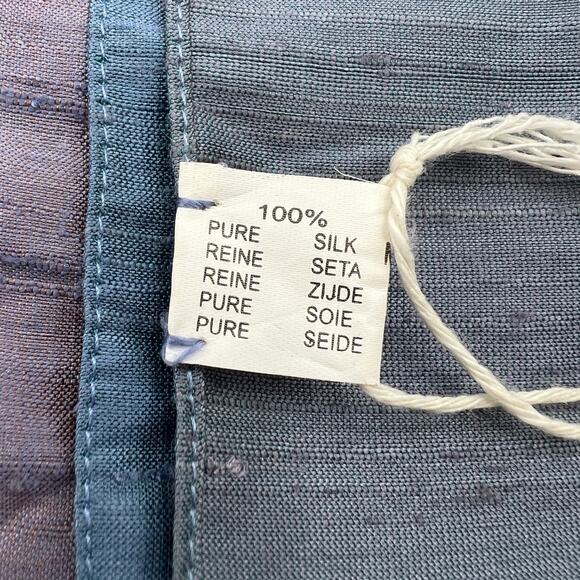 Silk Shantung Wrap Scarf Blue Orange Lightweight Cocktail - Picture 3 of 8